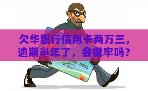 欠华银行信用卡两万三，逾期半年了，会做牢吗？