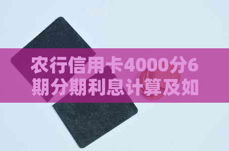 农行信用卡4000分6期分期利息计算及如何避免高额利息的全攻略