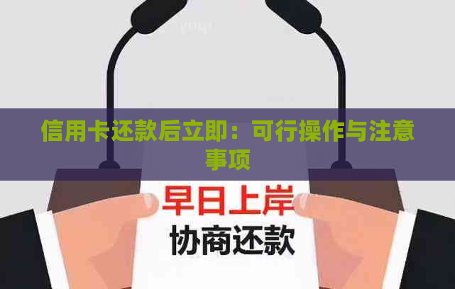 信用卡还款后立即：可行操作与注意事项