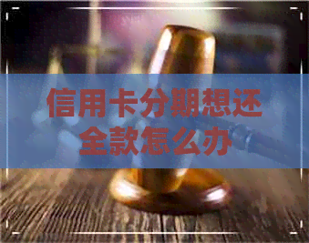 信用卡分期想还全款怎么办