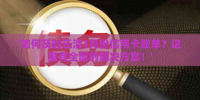 '如何及时还清1月份信用卡账单？这里有全面的解决方案！'