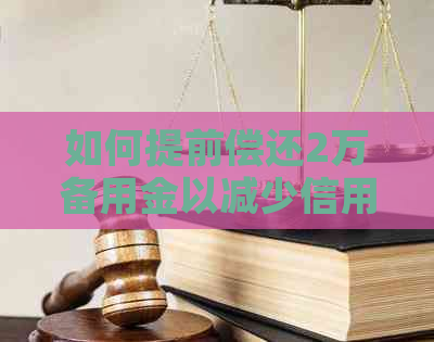 如何提前偿还2万备用金以减少信用卡利息支出？