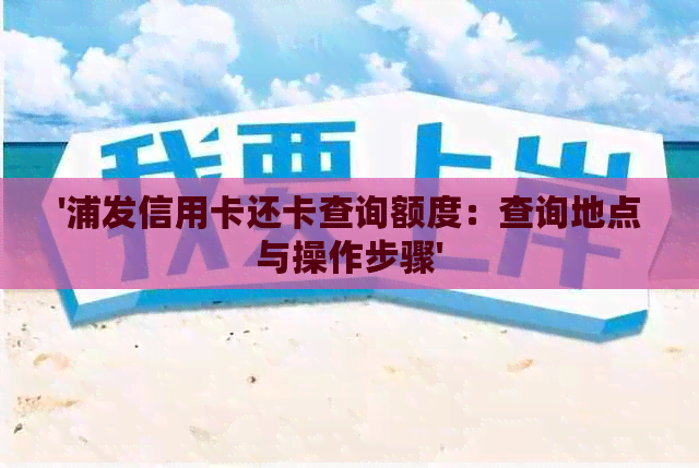 '浦发信用卡还卡查询额度：查询地点与操作步骤'