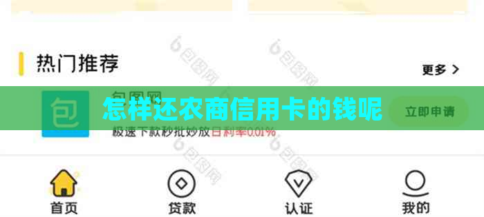 怎样还农商信用卡的钱呢