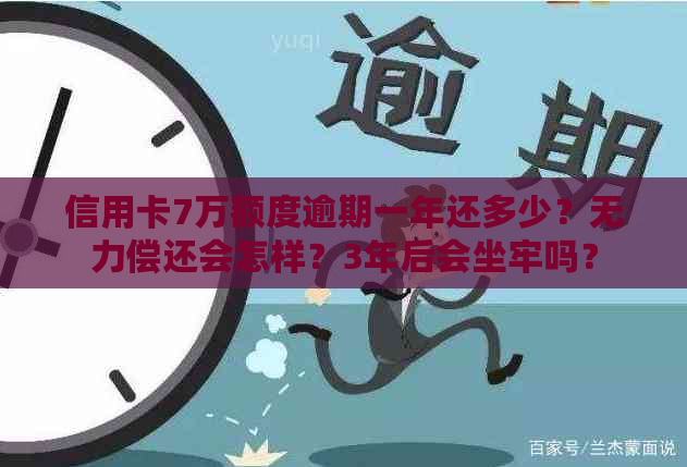 信用卡7万额度逾期一年还多少？无力偿还会怎样？3年后会坐牢吗？