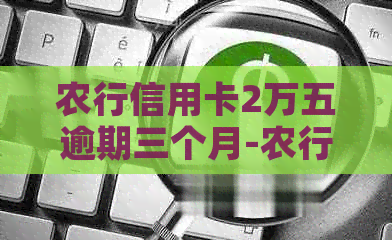 农行信用卡2万五逾期三个月-农行信用卡2万五逾期三个月还能用吗-我农行信用卡20000逾期4个多5个月了