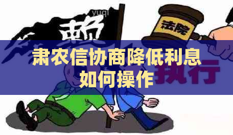 肃农信协商降低利息如何操作