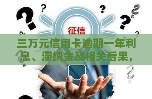 三万元信用卡逾期一年利息、滞纳金及相关后果，求解答！