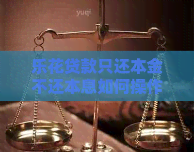 乐花贷款只还本金不还本息如何操作