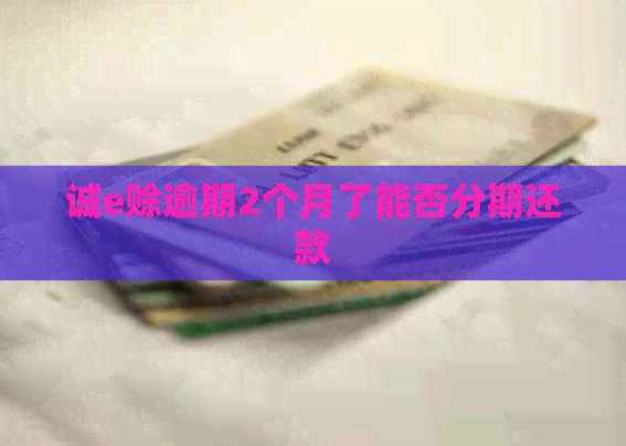 诚e赊逾期2个月了能否分期还款