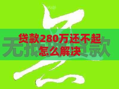 贷款280万还不起怎么解决