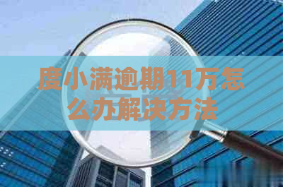 度小满逾期11万怎么办解决方法