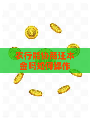 农行能协商还本金吗如何操作