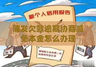 浦发欠款逾期协商减免本金怎么办理