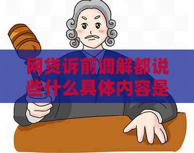 网贷诉前调解都说些什么具体内容是什么