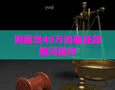 网商贷40万协商还款如何操作