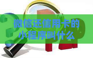 微信还信用卡的小程序叫什么