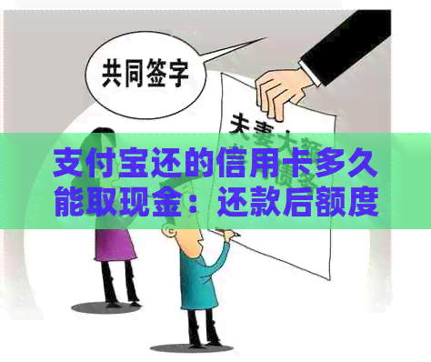 支付宝还的信用卡多久能取现金：还款后额度恢复时间，到账情况及是否收费