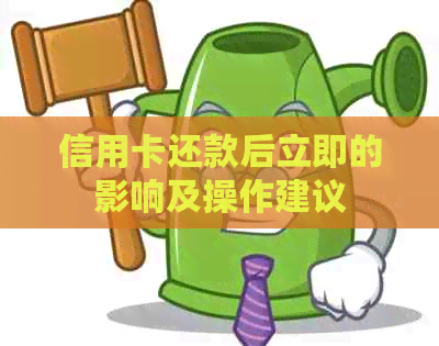 信用卡还款后立即的影响及操作建议