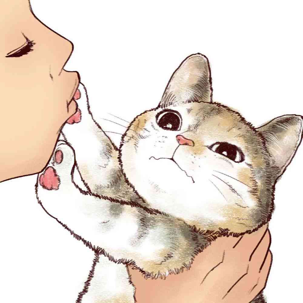 情侣和猫猫插画ai生成