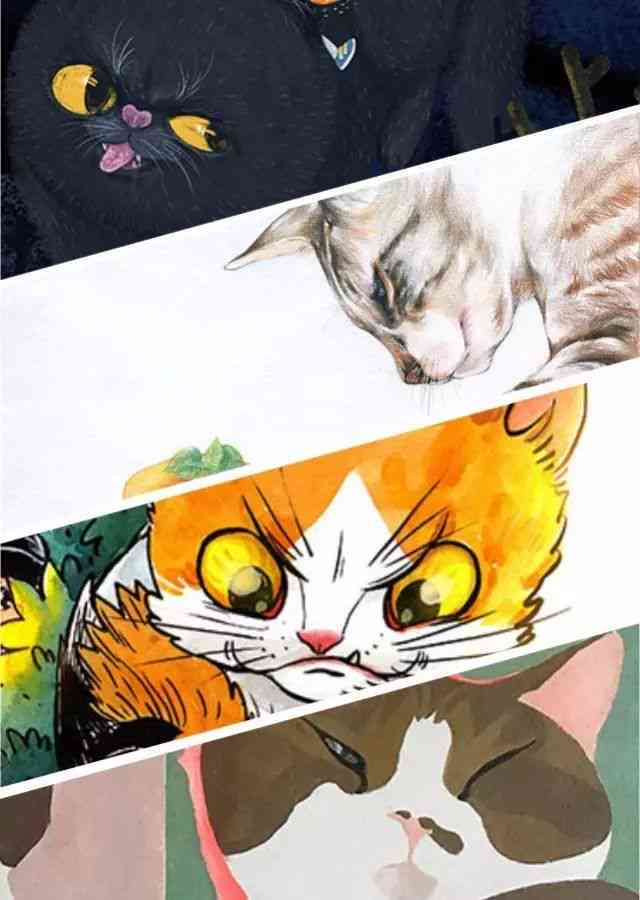 猫咪绘画升级：小猫变巨猫创意文案呈现