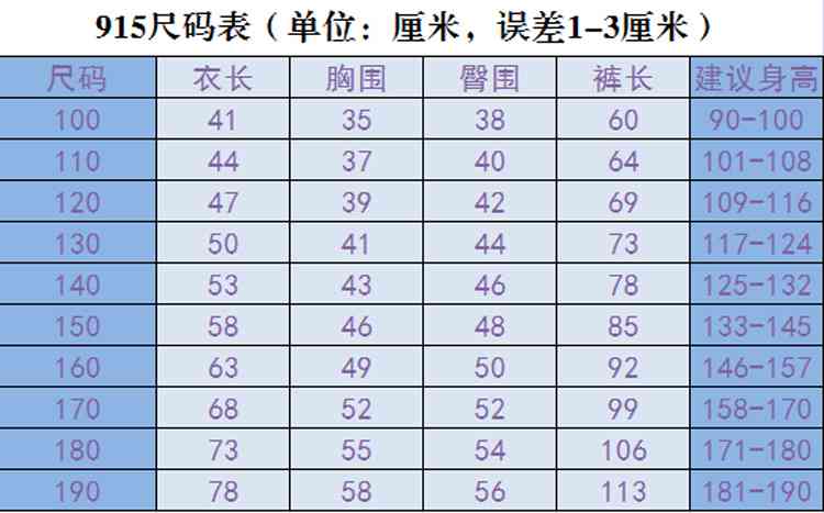 三鑫的校服分颜色及尺码对照表，完整配色指南