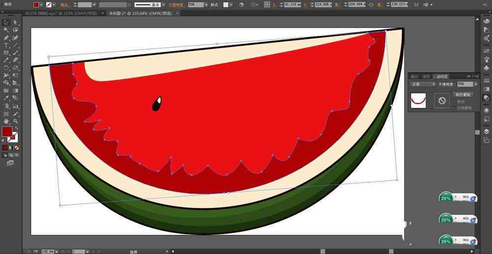 ai西瓜怎么画：绘制立体西瓜及设计条纹效果