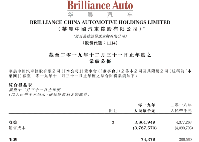 华晨宝马报表：2019年年报及各车型动态汇总