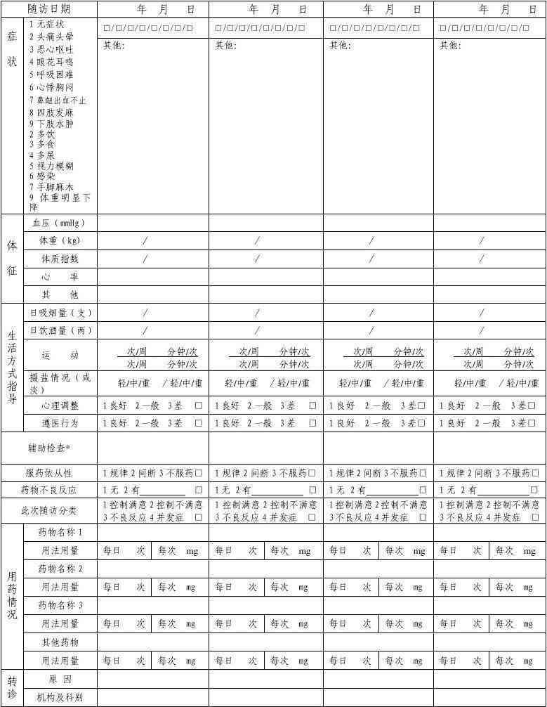 慢病随访表模板：范文与填写指南及记录表模板