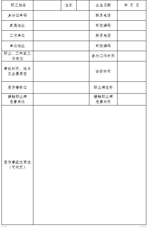 '工伤认定申请与审批表单'