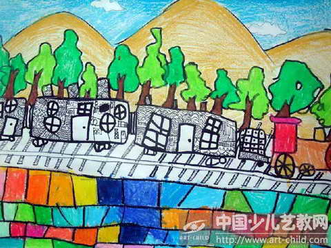 铁路绘画作品：一等奖4K简笔画彩色含字创作名称