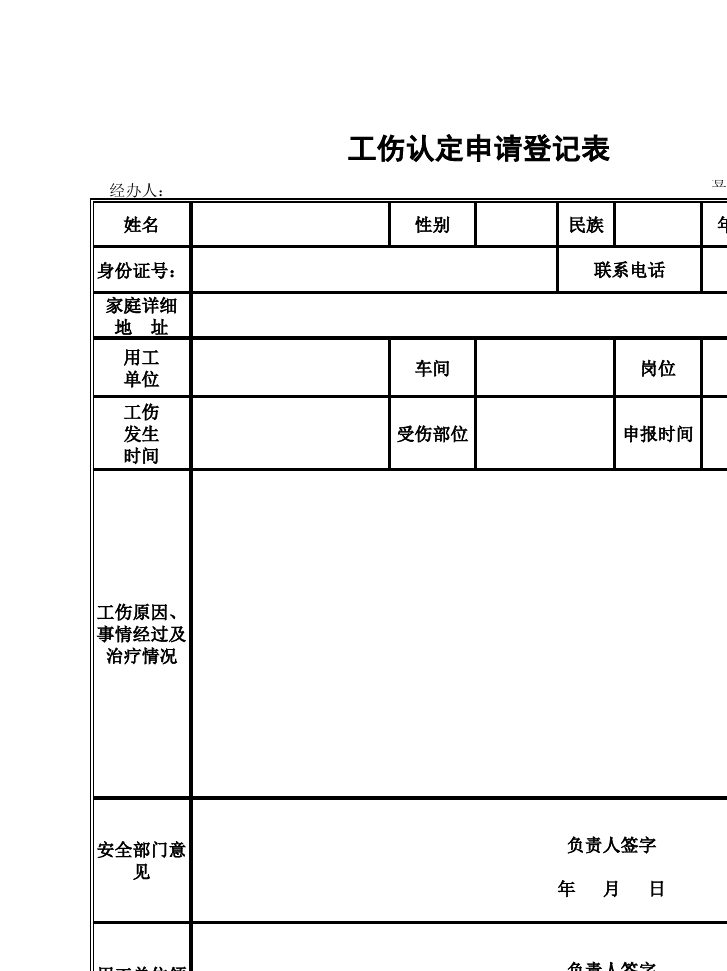 认定工伤表