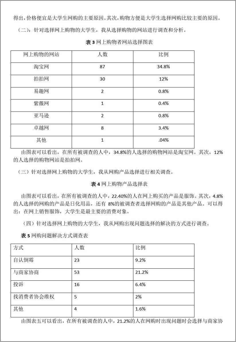 大学生网购调查问卷报告ai